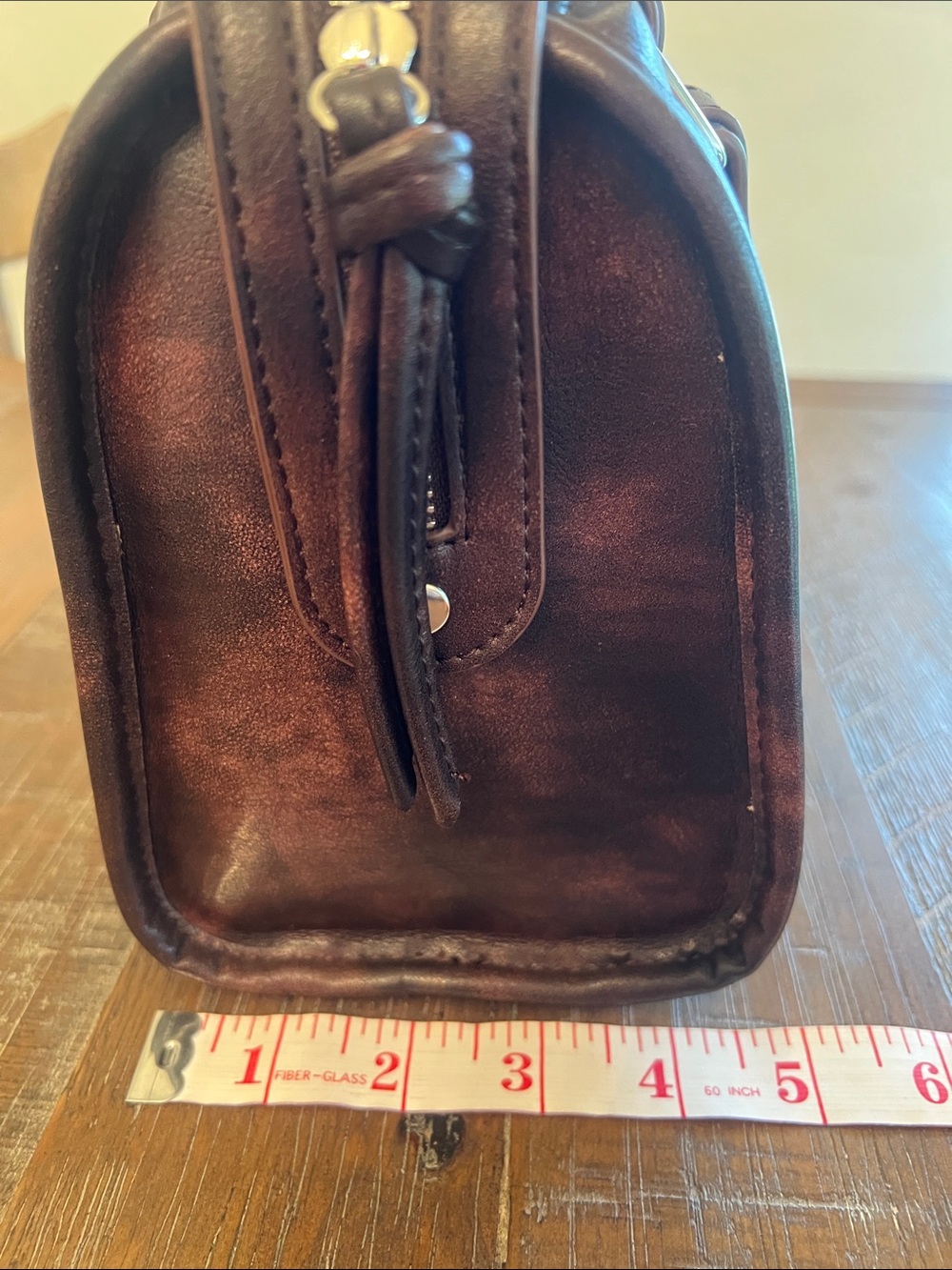 Made in NYC Distressed Brown Crossbody Satchel - Picture 9 of 10